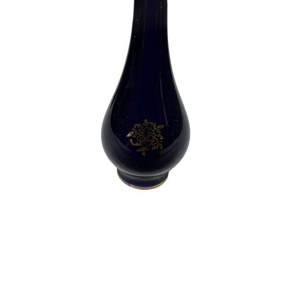 Vintage Limoges Castel France Porcelain Miniature Cobalt Blue & Gold Vases - Picture 9 of 11